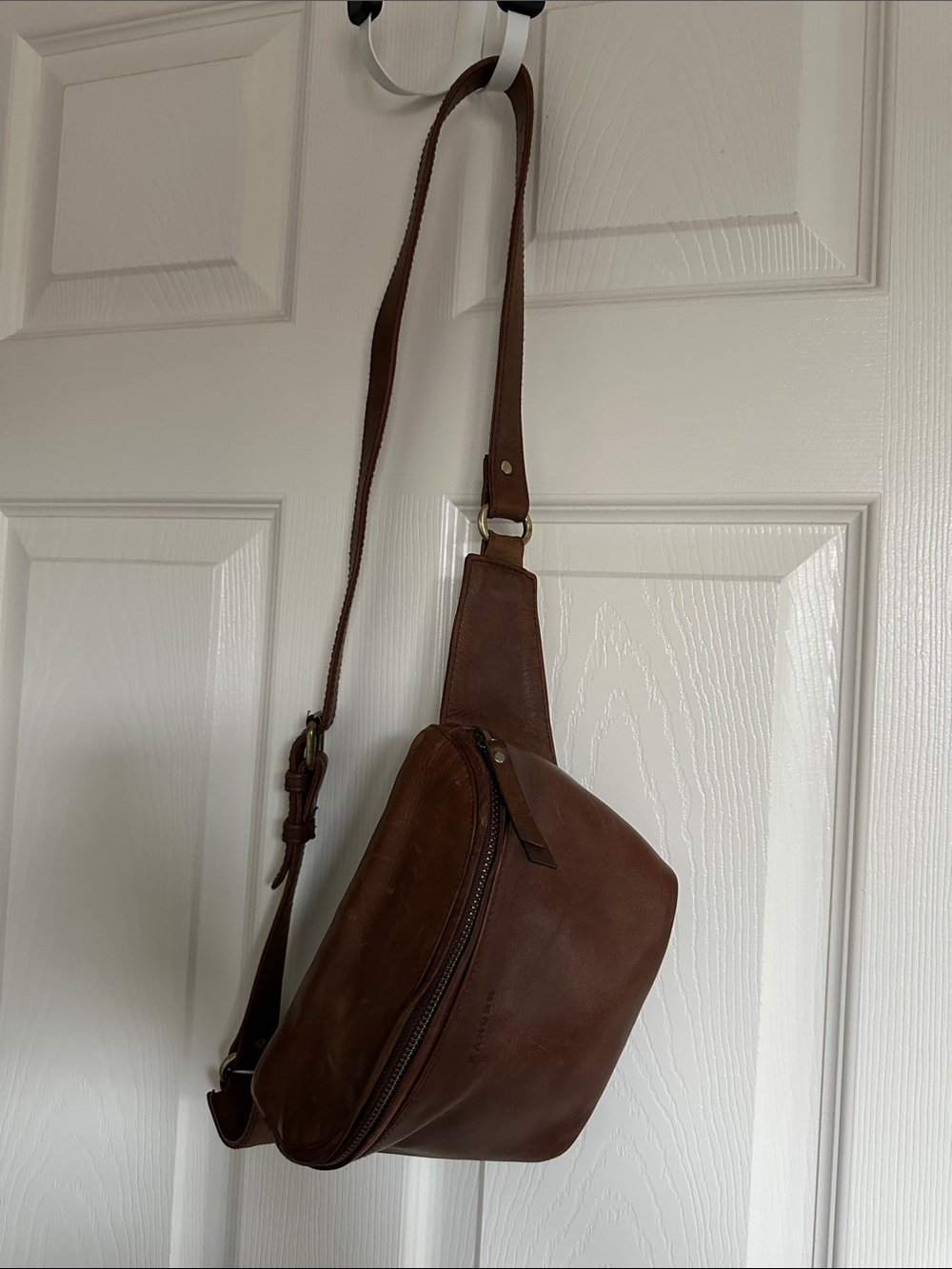 MANDRN The Remy Leather Fanny Pack Crossbody Belt Bag Saddle Brown